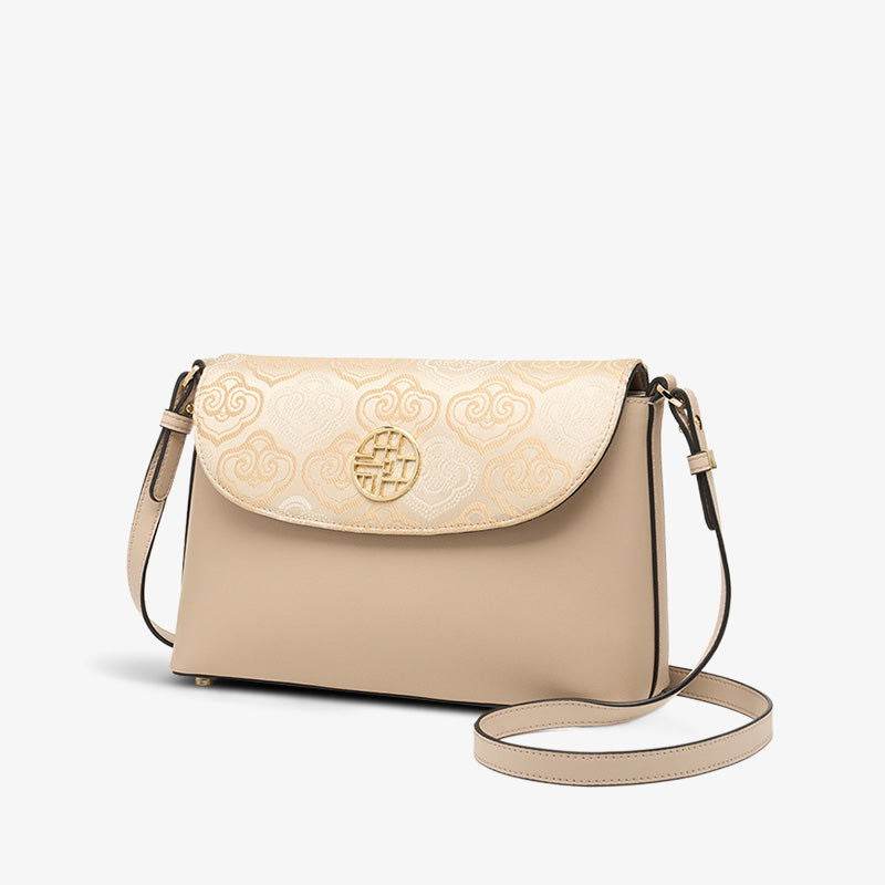 Embroidery Leather Shoulder Bag Auspicious Clouds - SinoCultural -- SC1683-B2