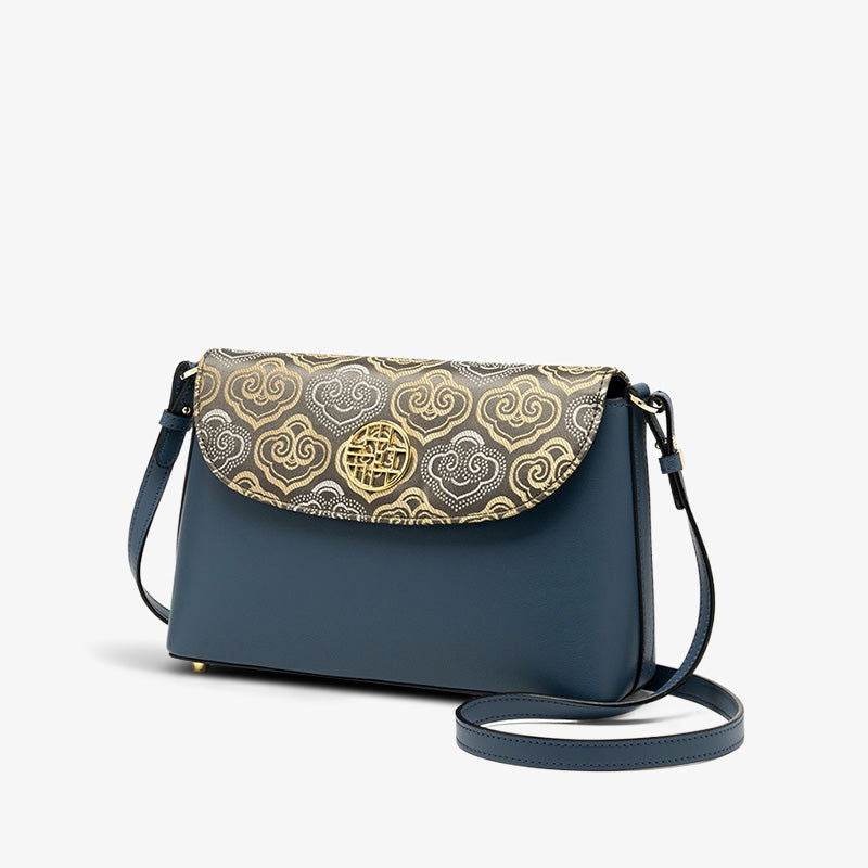 Embroidery Leather Shoulder Bag Auspicious Clouds - SinoCultural -- SC1683-B2