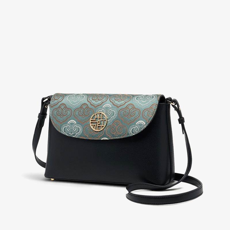 Embroidery Leather Shoulder Bag Auspicious Clouds - SinoCultural -- SC1683-B2