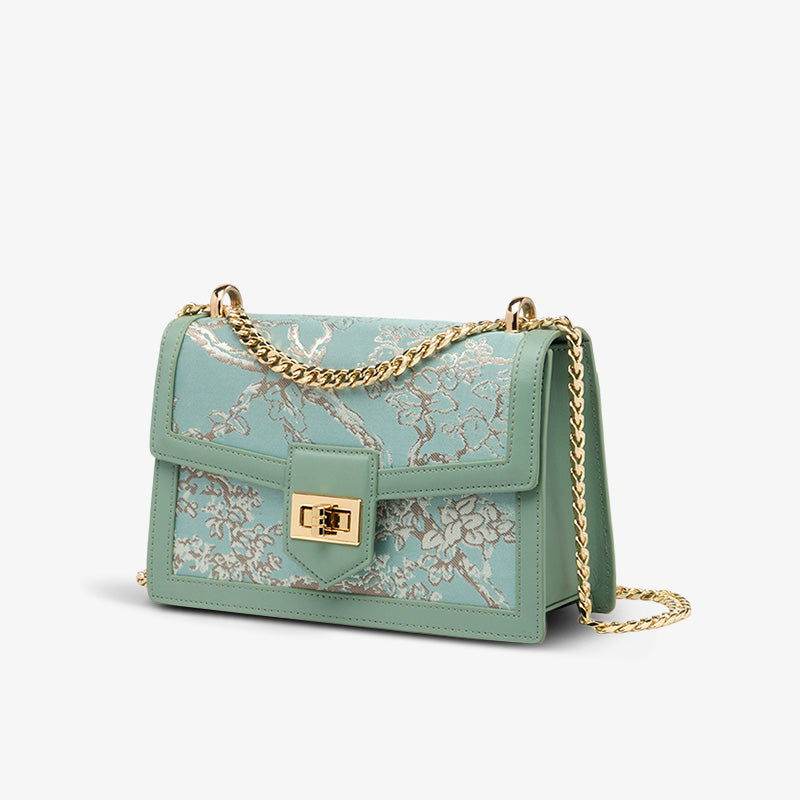 Embroidery Leather Shoulder Square Handbag Sacred Tree - SinoCultural -- SC1629-A2