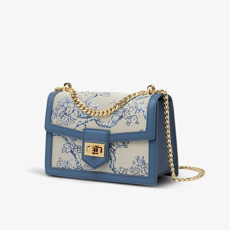 Embroidery Leather Shoulder Square Handbag Sacred Tree - SinoCultural -- SC1629-A2