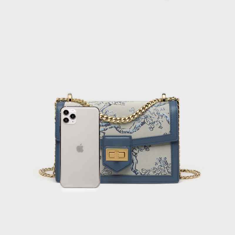 Embroidery Leather Shoulder Square Handbag Sacred Tree - SinoCultural -- SC1629-A2