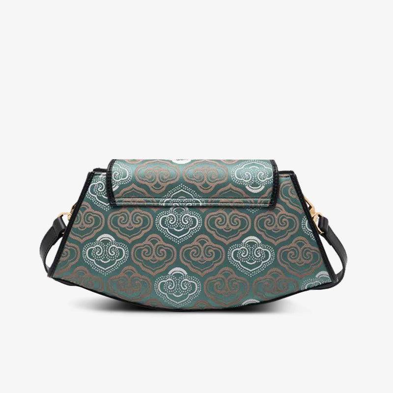 Embroidery Leather Single Shoulder Underarm Bag Auspicious Cloud - SinoCultural -- SC1688-D5 -