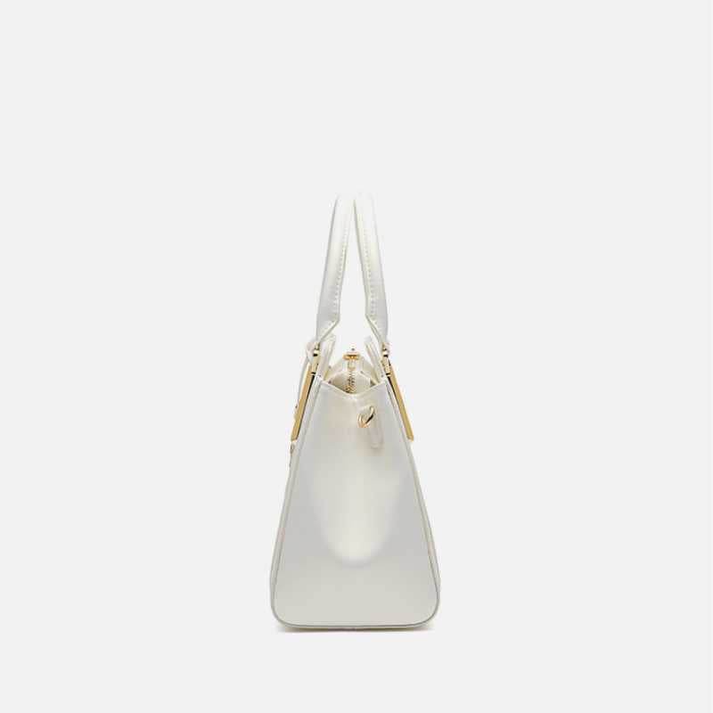 Sinocultural Embroidery Leather Tote Bag White Lotus Crossbody Bag - SinoCultural -- P120317 -