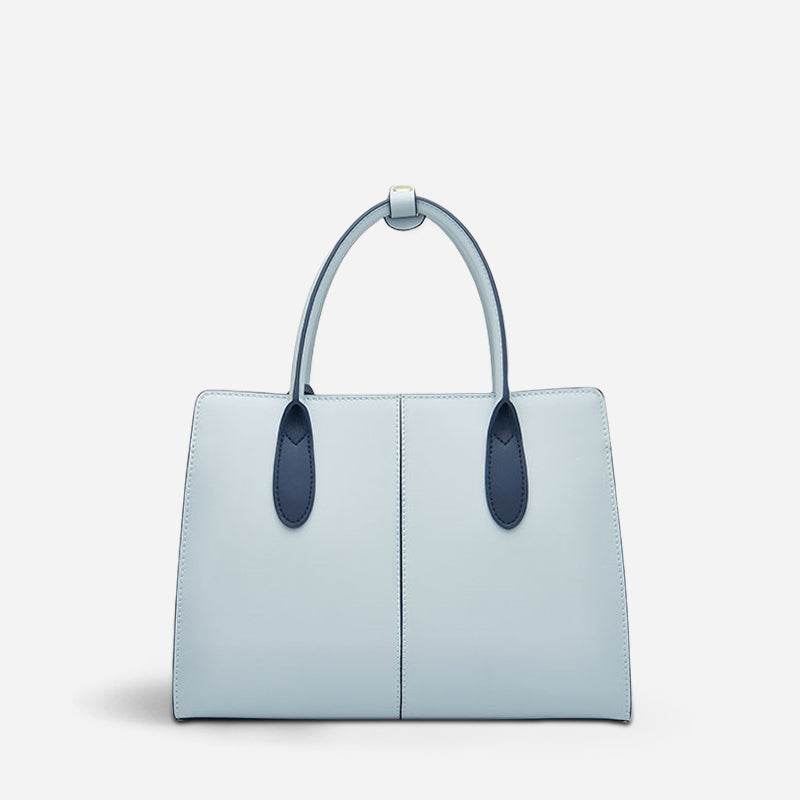 Embroidery Leather Tote Bag Blue Orchid with Pendant - SinoCultural -- P120452 -