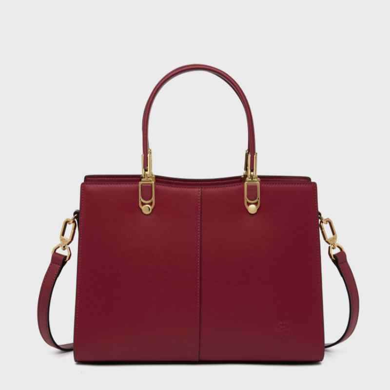 Embroidery Leather Tote Handbag Prosperous Peony - SinoCultural -- SC1605-S2 -