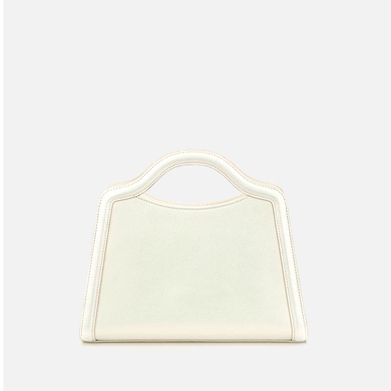Embroidery Peony White Leather Tote Bag - SinoCultural -- P120432
