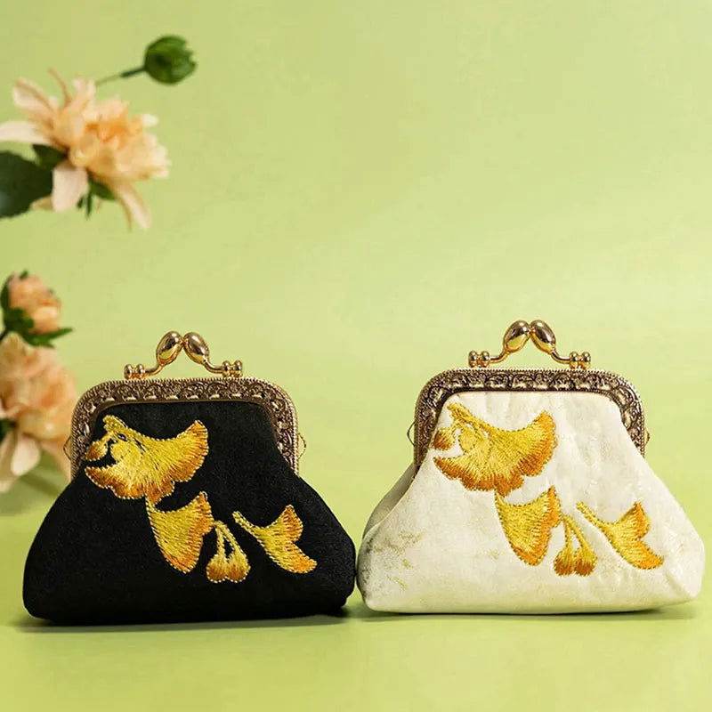 Embroidery Vintage Mini Coin Kiss Lock Purse Wallet - SinoCultural -- PWCD189-2