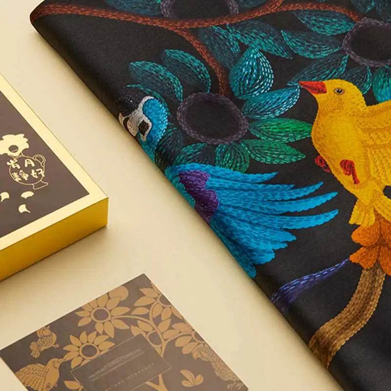 16 Momme Silk Luxury Square Silk Scarf Floral and Avian Design 87x87cm - SinoCultural -- LS041
