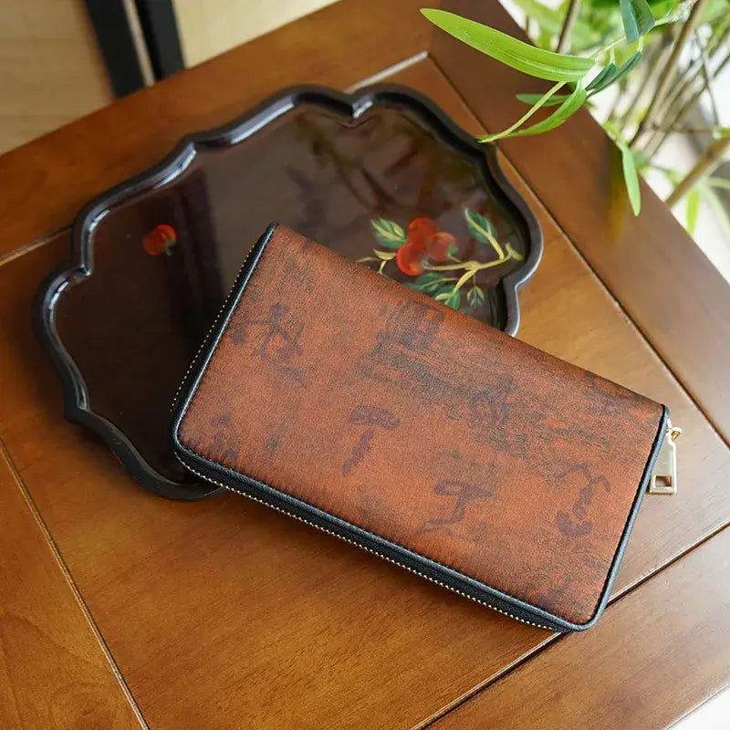 Xiangyunsha Silk Cloud Brocade Heritage Clutch Wallet - SinoCultural -- PWCD196-1