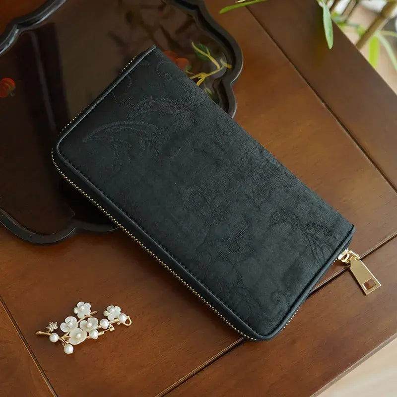 Xiangyunsha Silk Cloud Brocade Heritage Clutch Wallet - SinoCultural -- PWCD196-1