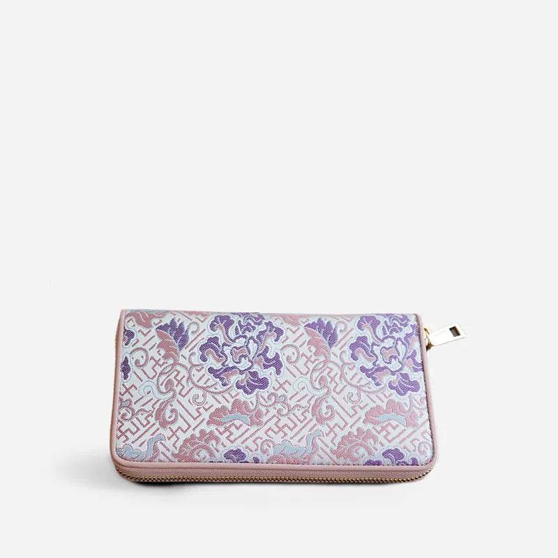 Xiangyunsha Silk Cloud Brocade Heritage Clutch Wallet - SinoCultural -- PWCD196-1