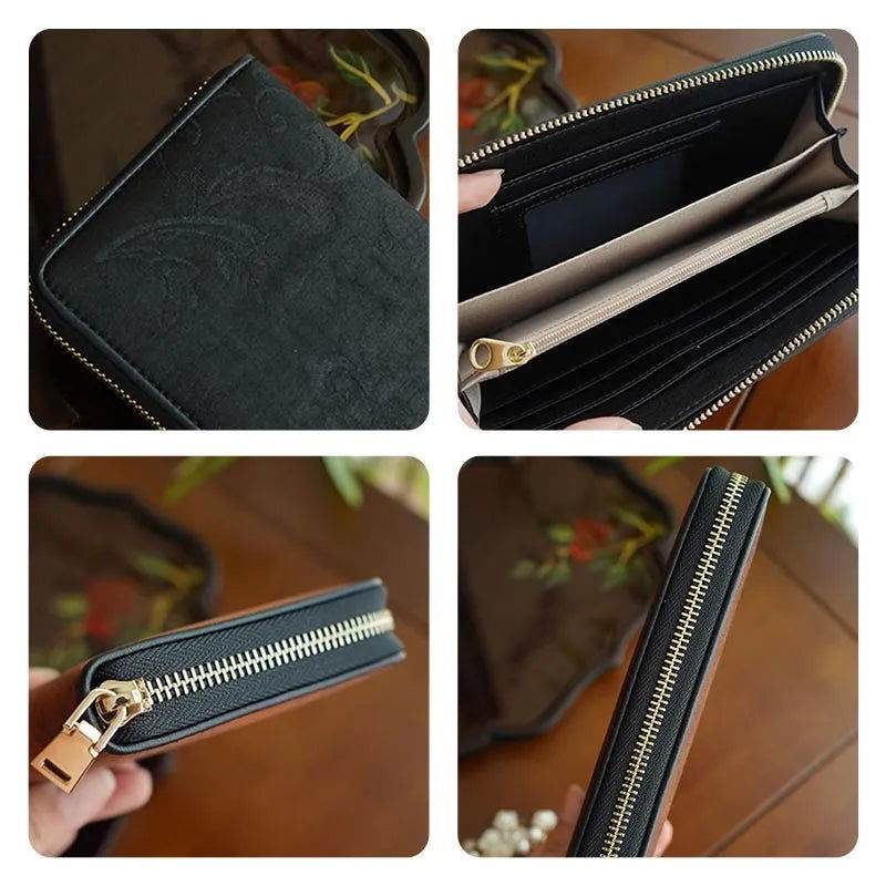 Xiangyunsha Silk Cloud Brocade Heritage Clutch Wallet - SinoCultural -- PWCD196-1