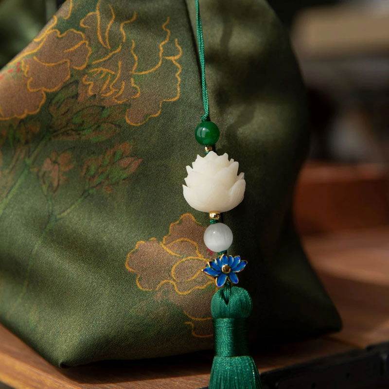 Xiangyunsha Silk Dark Green Mulberry Silk Shoulder Bag - SinoCultural