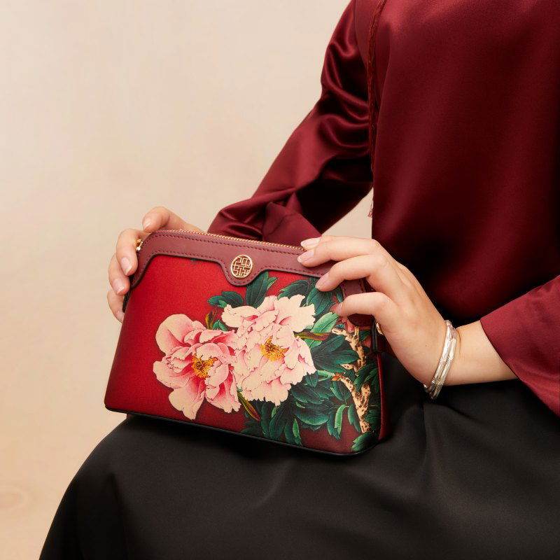Mulberry Silk Handcrafted Flower Clutch Bag Women Wallet Eveing Purse - SinoCultural -- P170029-B -