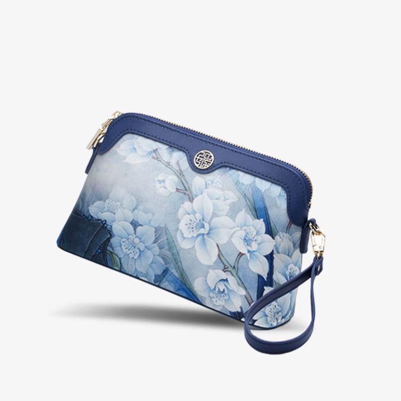 Mulberry Silk Handcrafted Flower Clutch Bag Women Wallet Eveing Purse - SinoCultural -- P170029-B -