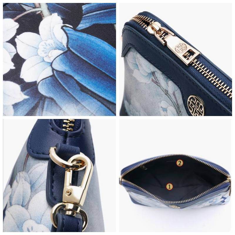 Mulberry Silk Handcrafted Flower Clutch Bag Women Wallet Eveing Purse - SinoCultural -- P170029-B -