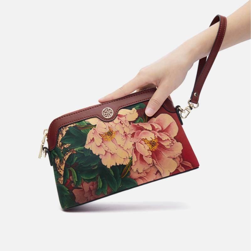 Mulberry Silk Handcrafted Flower Clutch Bag Women Wallet Eveing Purse - SinoCultural -- P170029-B -