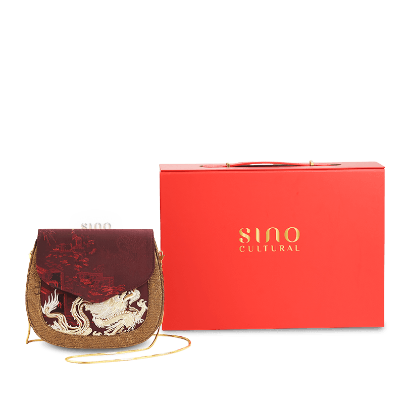 Ultra-Light Saddle Loong Embroidery Bag Recycled Fabric with Hualuo Silk 216g - SinoCultural -- GD1201