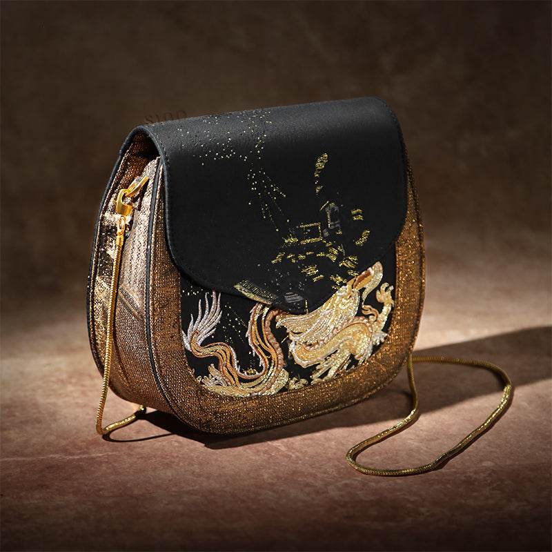 Saddle Loong Embroidered Bag – Ultra-Light 216g, Recycled Fabric & Hualuo Silk - SinoCultural -- GD1206