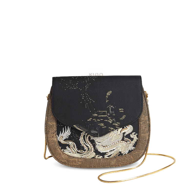 Saddle Loong Embroidered Bag – Ultra-Light 216g, Recycled Fabric & Hualuo Silk - SinoCultural -- GD1206
