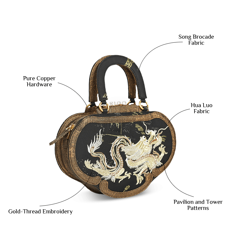 Ruyi Loong Embroidered Tote Bag – Ultra-Light 205g,Recycled Fabric & Hualuo Silk - SinoCultural -- GD1210