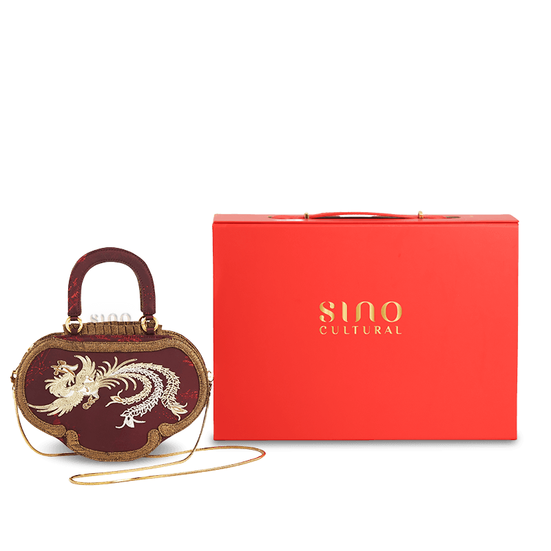 Ultra-Light Ruyi Phoenix Embroidery Handbag Recycled Fabric with Hualuo Silk 205g - SinoCultural -- GD1212