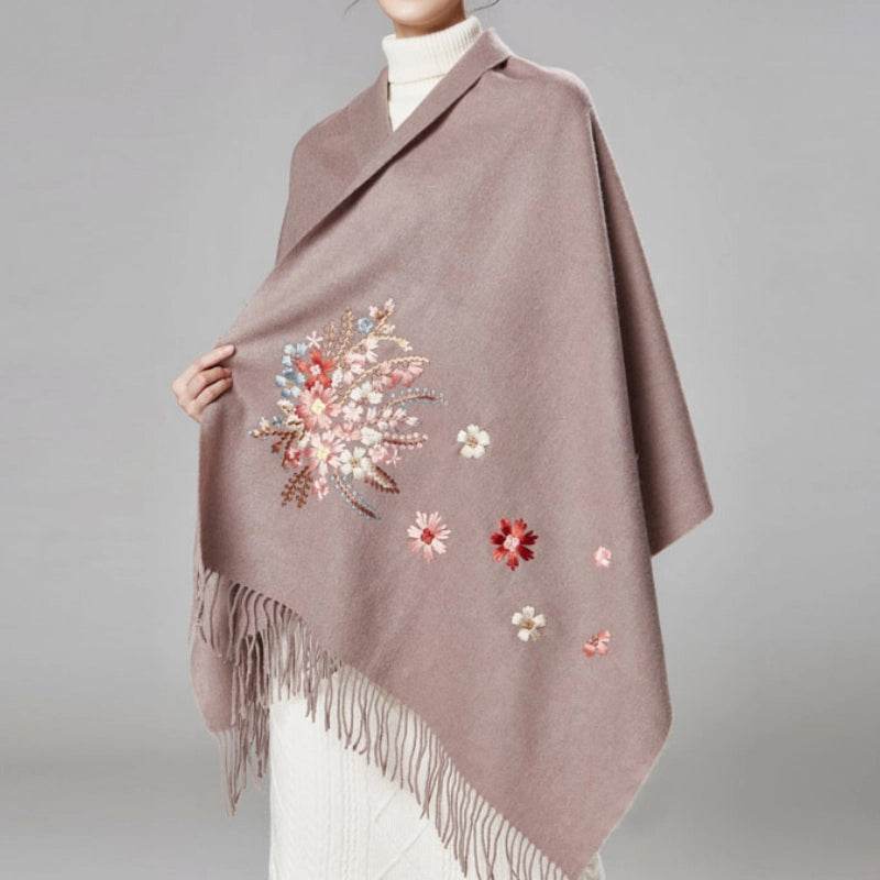 Handcrafted Su Embroidery Cashmere Scarf Luxury Gift Box 200x70cm - SinoCultural -- HYFSJ013-3