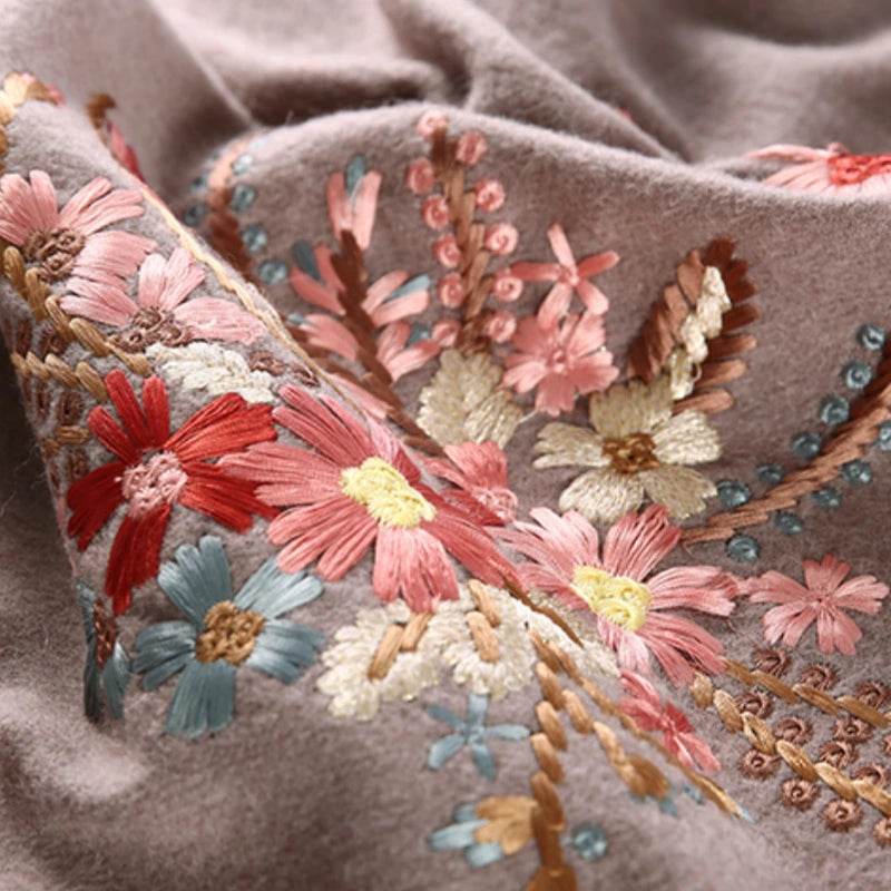 Handcrafted Su Embroidery Cashmere Scarf Luxury Gift Box 200x70cm - SinoCultural -- HYFSJ013-3