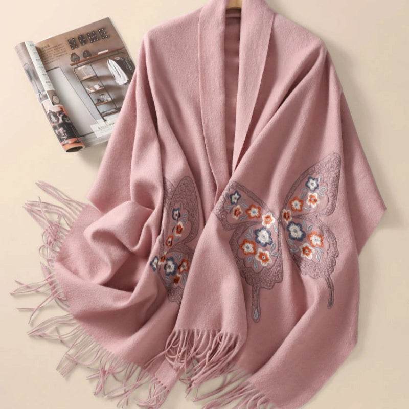 Handcrafted Su Embroidery Cashmere Scarf Luxury Gift Box 200x60cm - SinoCultural -- HYFSJ014-2