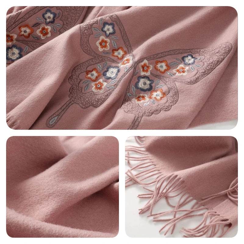 Handcrafted Su Embroidery Cashmere Scarf Luxury Gift Box 200x60cm - SinoCultural -- HYFSJ014-2