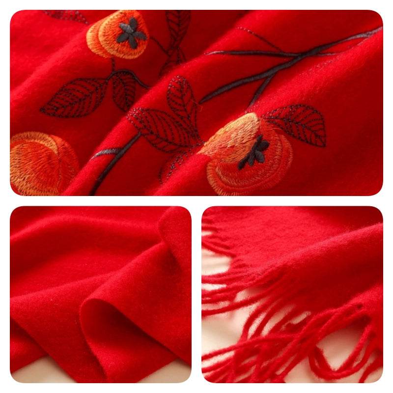 Handcrafted Su Embroidery Cashmere Scarf Luxury Gift Box 200x60cm - SinoCultural -- HYFSJ014-4