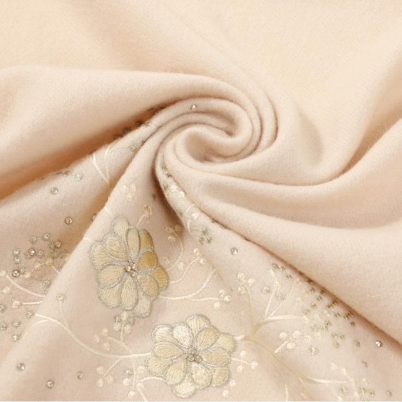 Embroidery 100% Pure Cashmere Scarf Warm Winter 200x60 cm - SinoCultural -- HYFSJ038A03
