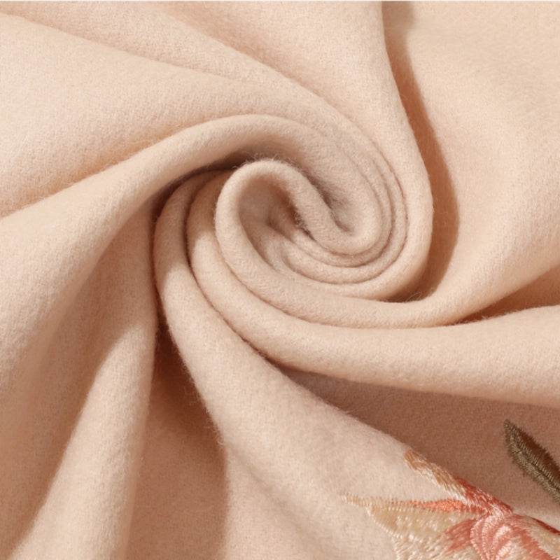 Embroidery 100% Pure Cashmere Scarf Elegant Winter Accessory 200x60 cm - SinoCultural -- HYFSJ039