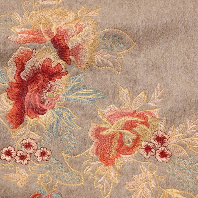 Embroidery 100% Pure Cashmere Scarf Elegant Floral Design 200x60 cm - SinoCultural -- HYFSJ040