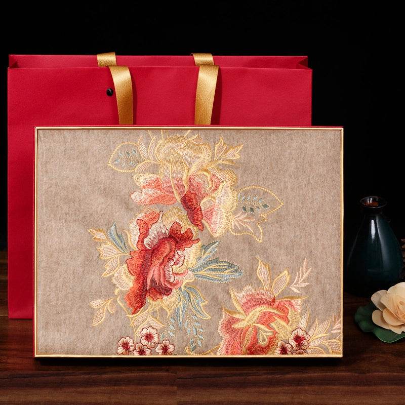 Embroidery 100% Pure Cashmere Scarf Elegant Floral Design 200x60 cm - SinoCultural -- HYFSJ040