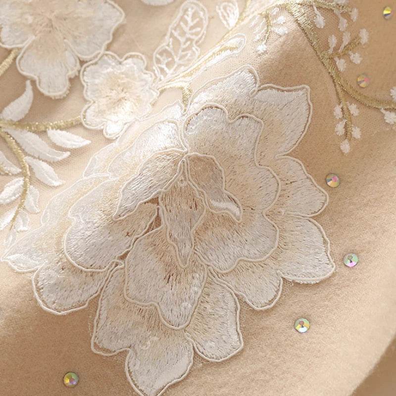 Embroidery 100% Pure Cashmere Scarf Winter Warmth 200x60 cm - SinoCultural -- HYFSJ041