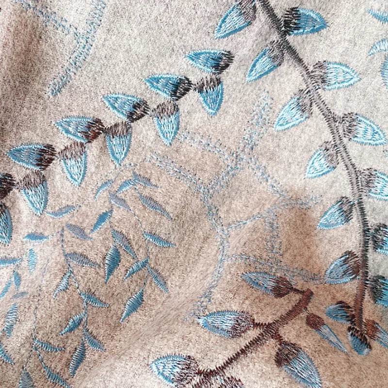 Embroidery 100% Pure Cashmere Scarf Vine Winter Accessory 200x60 cm - SinoCultural -- HYFSJ043