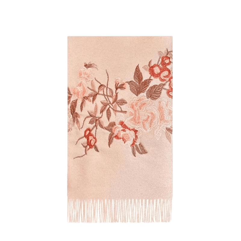 Embroidery 100% Pure Cashmere Scarf Soft and Warm 200x70 cm - SinoCultural -- HYFSJ049A03