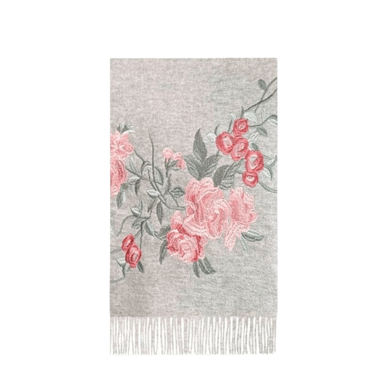 Embroidery 100% Pure Cashmere Scarf Soft and Warm 200x70 cm - SinoCultural -- HYFSJ049A03
