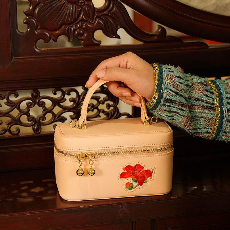 Handcrafted Embroidered Kapok Makeup Bag - SinoCultural -- BXW06WCS201A02