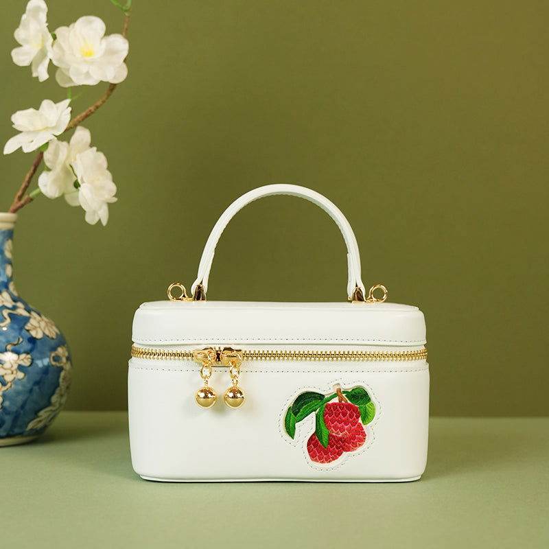 Handcrafted Embroidered Lychee Makeup Bag - SinoCultural -- BXW06WCS189A01