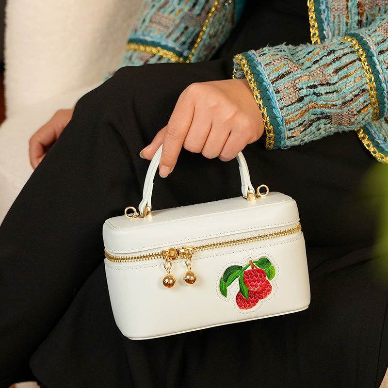 Handcrafted Embroidered Lychee Makeup Bag - SinoCultural -- BXW06WCS189A01