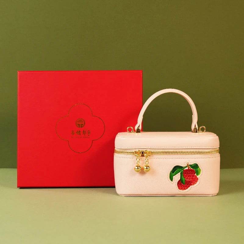 Sinocultural Handcrafted Embroidered Lychee Makeup Bag - SinoCultural -- BXW06WCS189A02 -