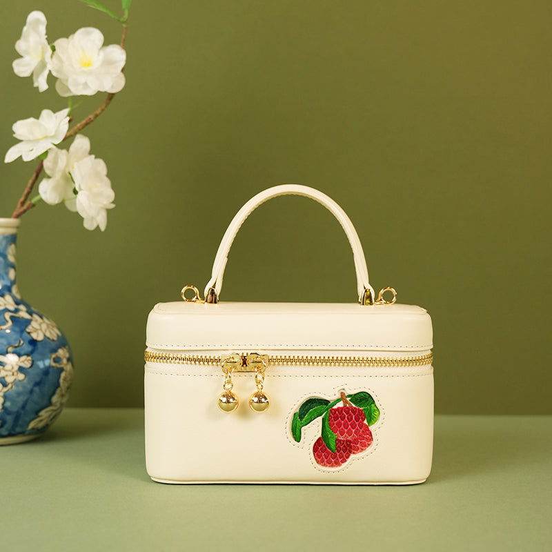Handcrafted Embroidered Lychee Makeup Bag - SinoCultural -- BXW06WCS189A04