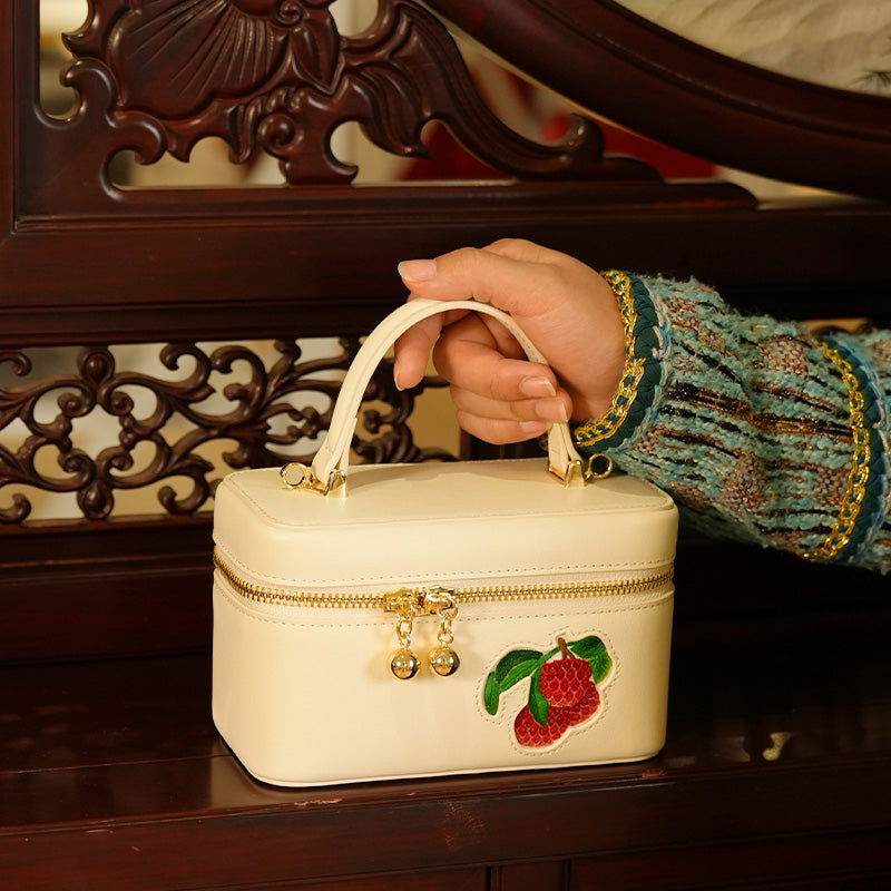 Handcrafted Embroidered Lychee Makeup Bag - SinoCultural -- BXW06WCS189A04