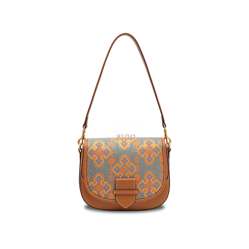 Song Brocade Silk Messenger Bag – Ruyi Leather Crossbody - SinoCultural -- FJ220678-1