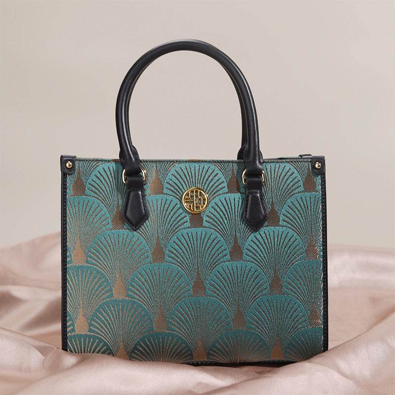 Embroidery Leather Elegant Commute Crossbody Tote Bag - SinoCultural -- SC1752-A3