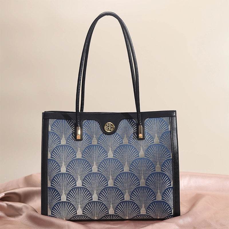 Embroidery Leather Elegant Single Shoulder Tote Bag - SinoCultural -- SC1750-A2