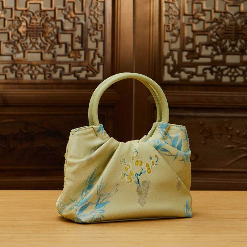 Jacquard Mulberry Silk Fresh Crossbody Handbag - SinoCultural -- P270617-1 -
